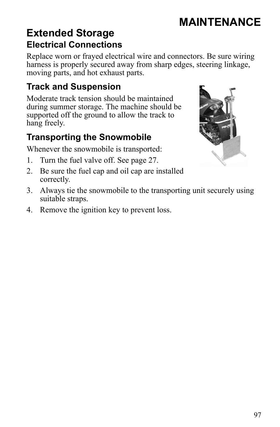 Maintenance, Extended storage | Polaris 500 IQ Shift User Manual | Page 100 / 121
