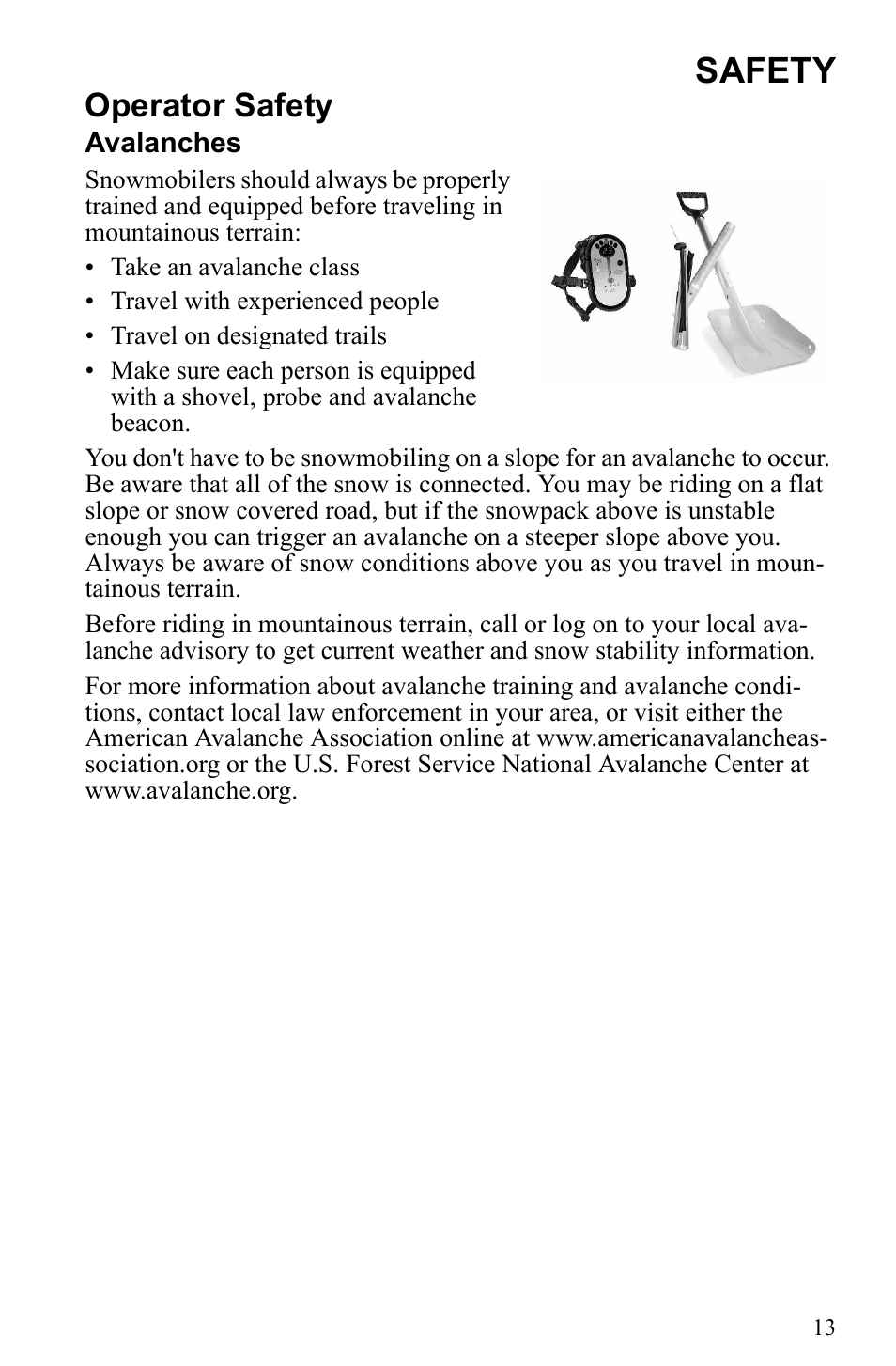Safety, Operator safety | Polaris 500 IQ Shift User Manual | Page 16 / 121