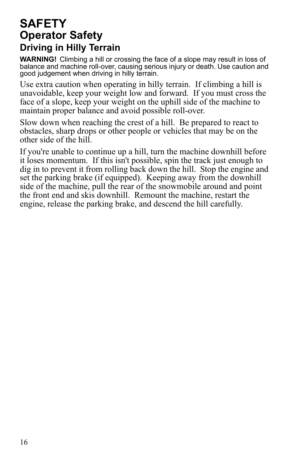 Safety, Operator safety | Polaris 500 IQ Shift User Manual | Page 19 / 121