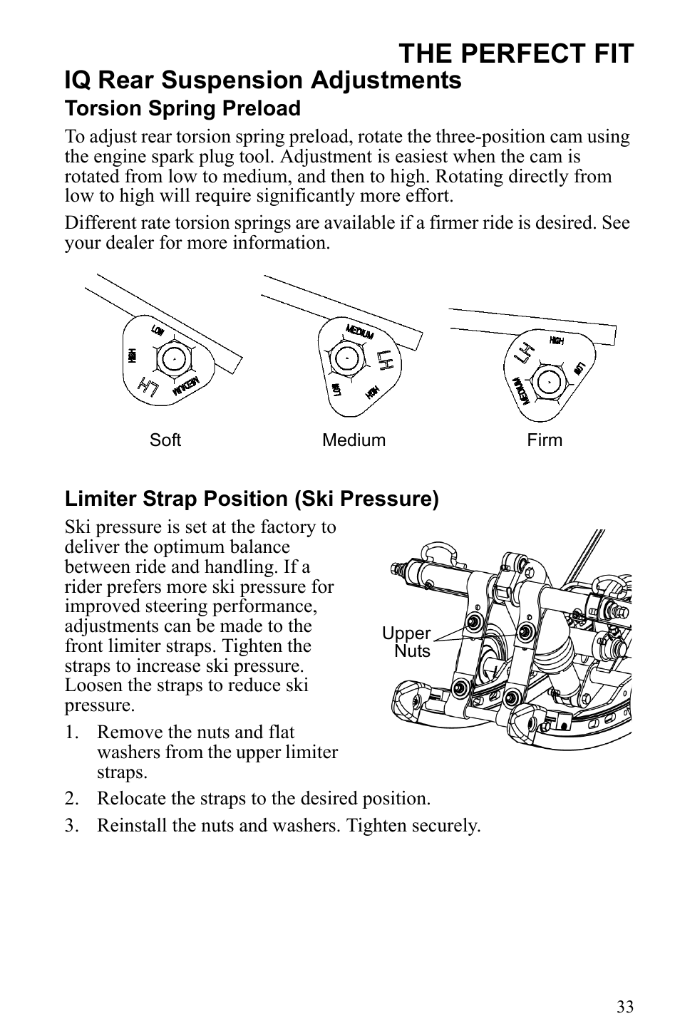 The perfect fit, Iq rear suspension adjustments | Polaris 500 IQ Shift User Manual | Page 36 / 121