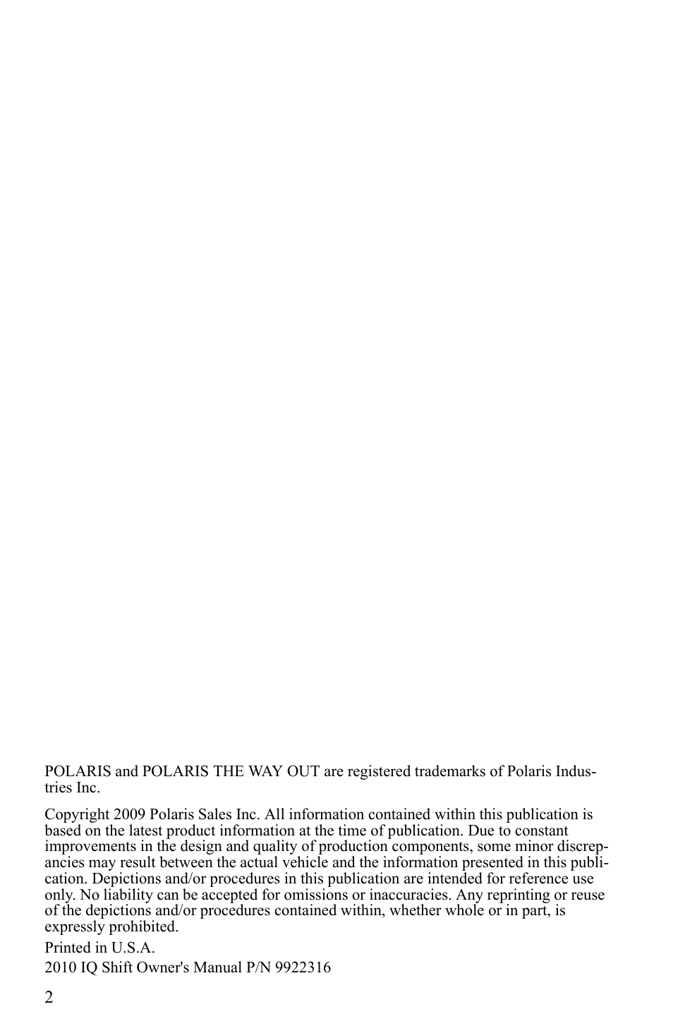 Polaris 500 IQ Shift User Manual | Page 5 / 121