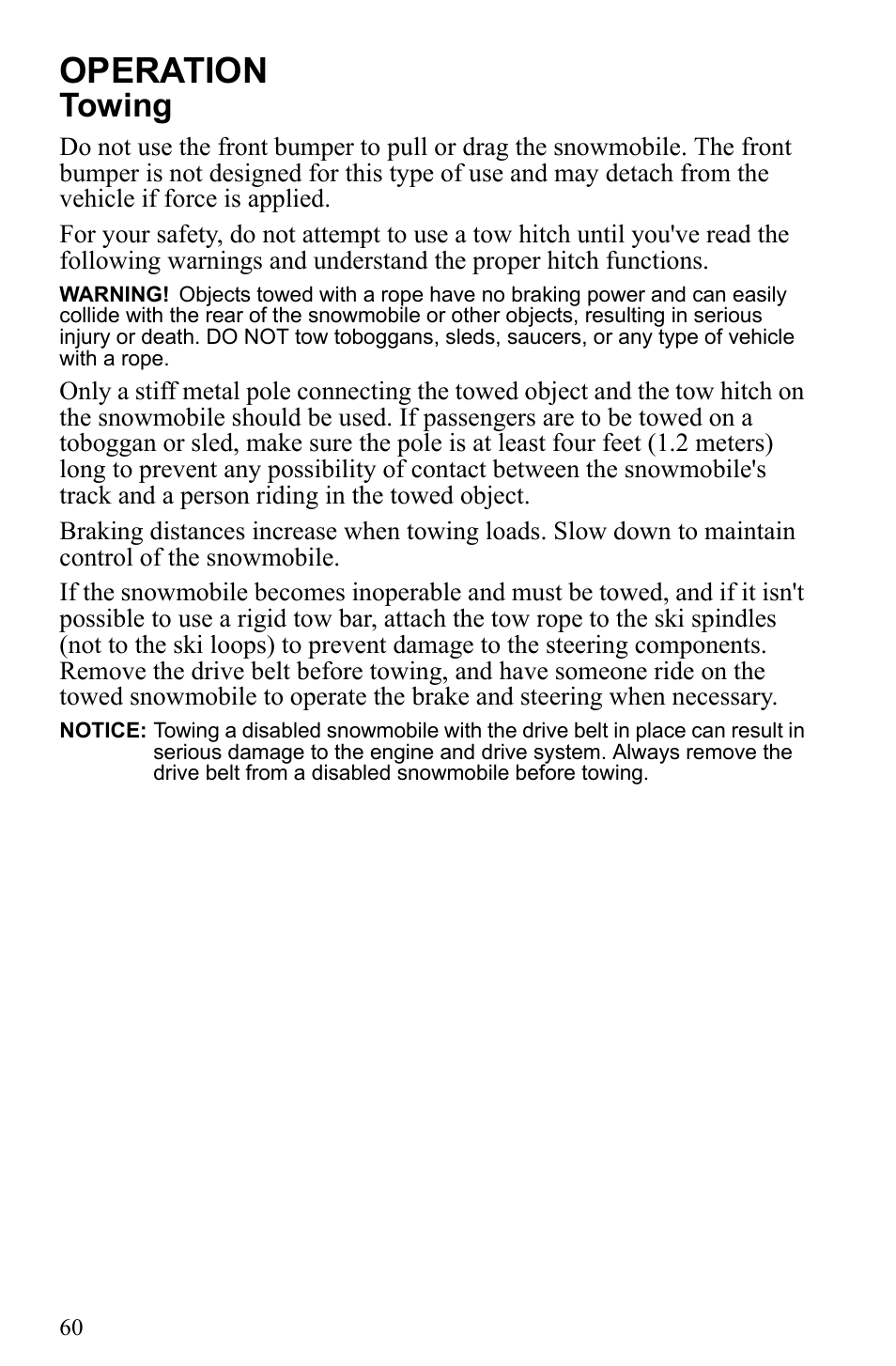 Operation, Towing | Polaris 500 IQ Shift User Manual | Page 63 / 121