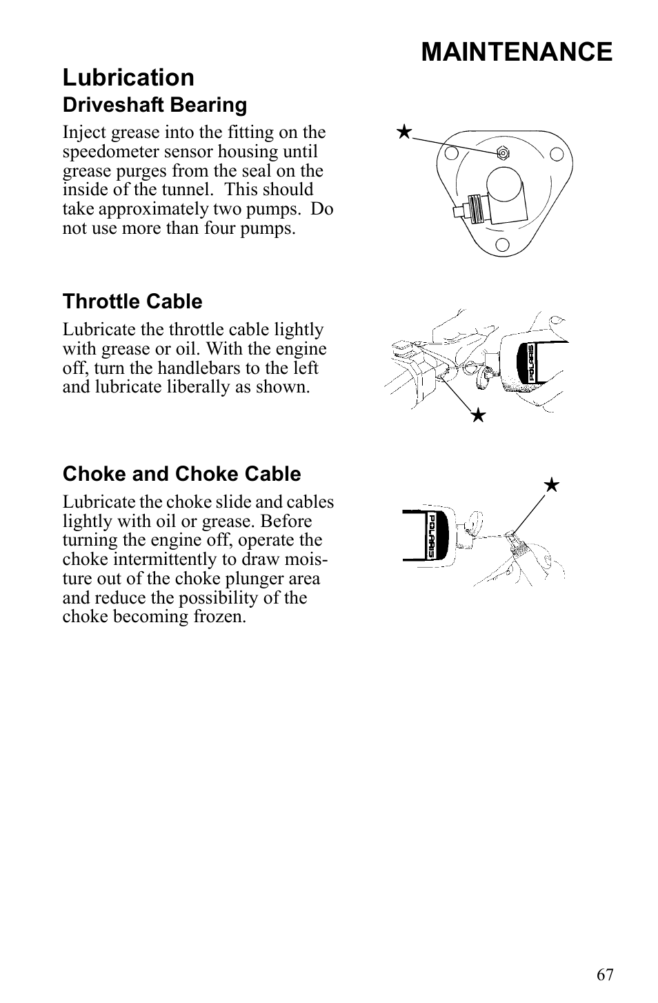 Maintenance, Lubrication | Polaris 500 IQ Shift User Manual | Page 70 / 121