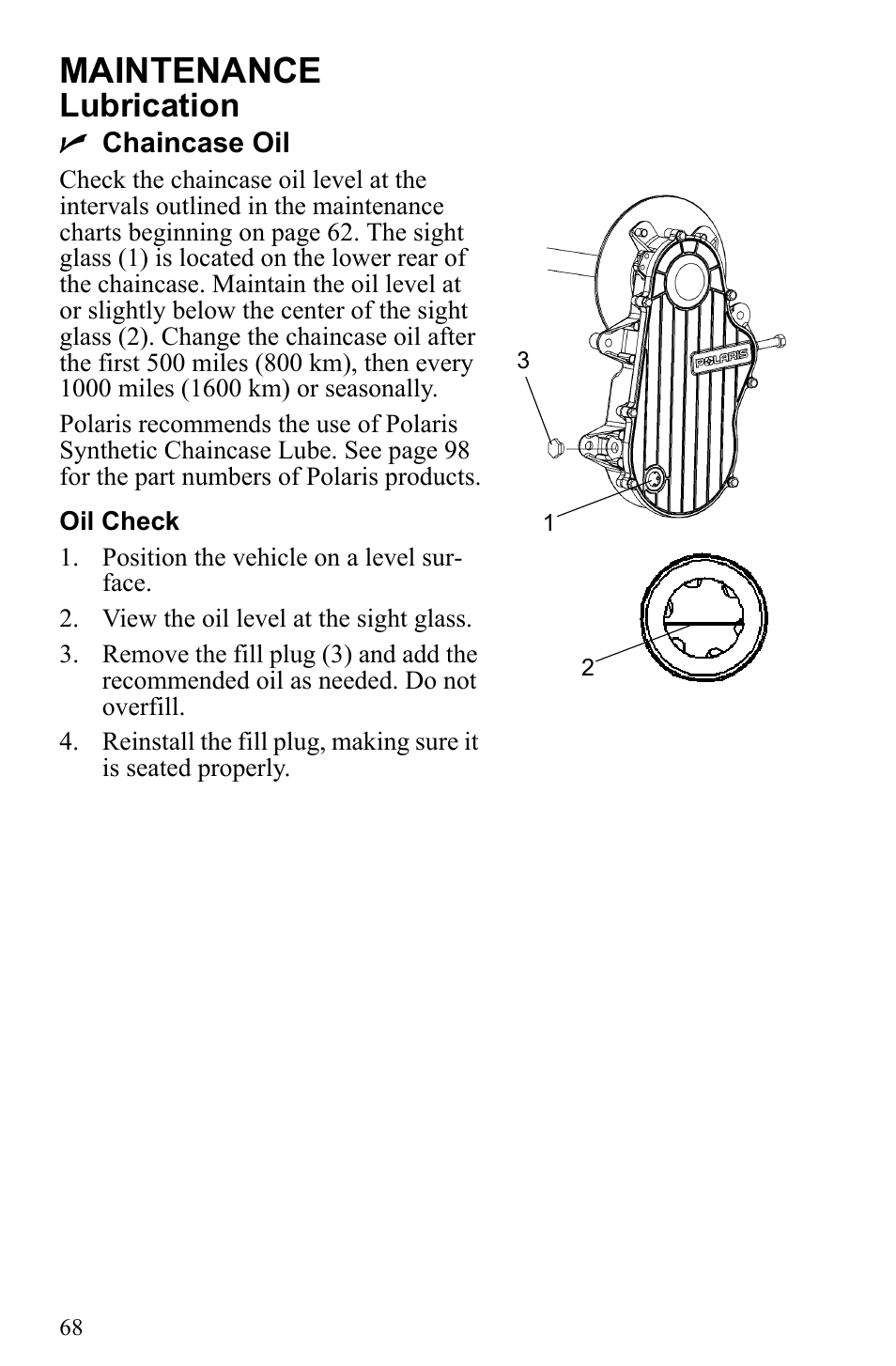 Maintenance, Lubrication | Polaris 500 IQ Shift User Manual | Page 71 / 121