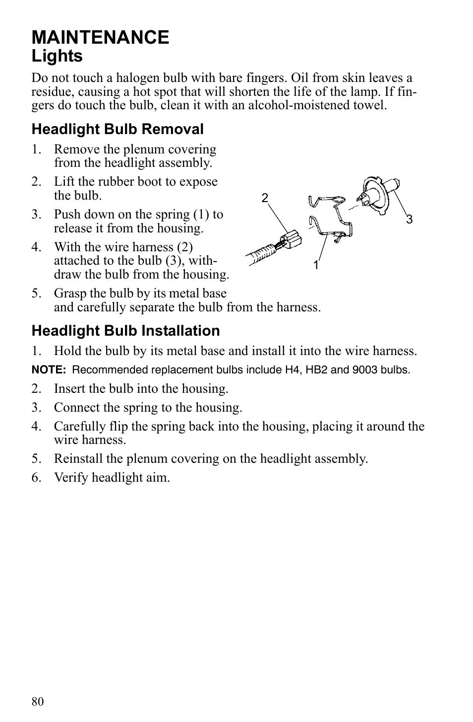 Maintenance, Lights | Polaris 500 IQ Shift User Manual | Page 83 / 121