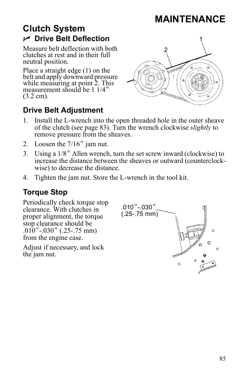 Maintenance, Clutch system | Polaris 500 IQ Shift User Manual | Page 88 / 121
