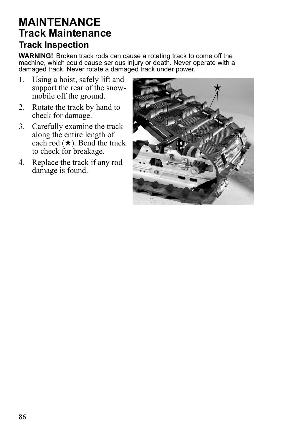 Maintenance, Track maintenance | Polaris 500 IQ Shift User Manual | Page 89 / 121