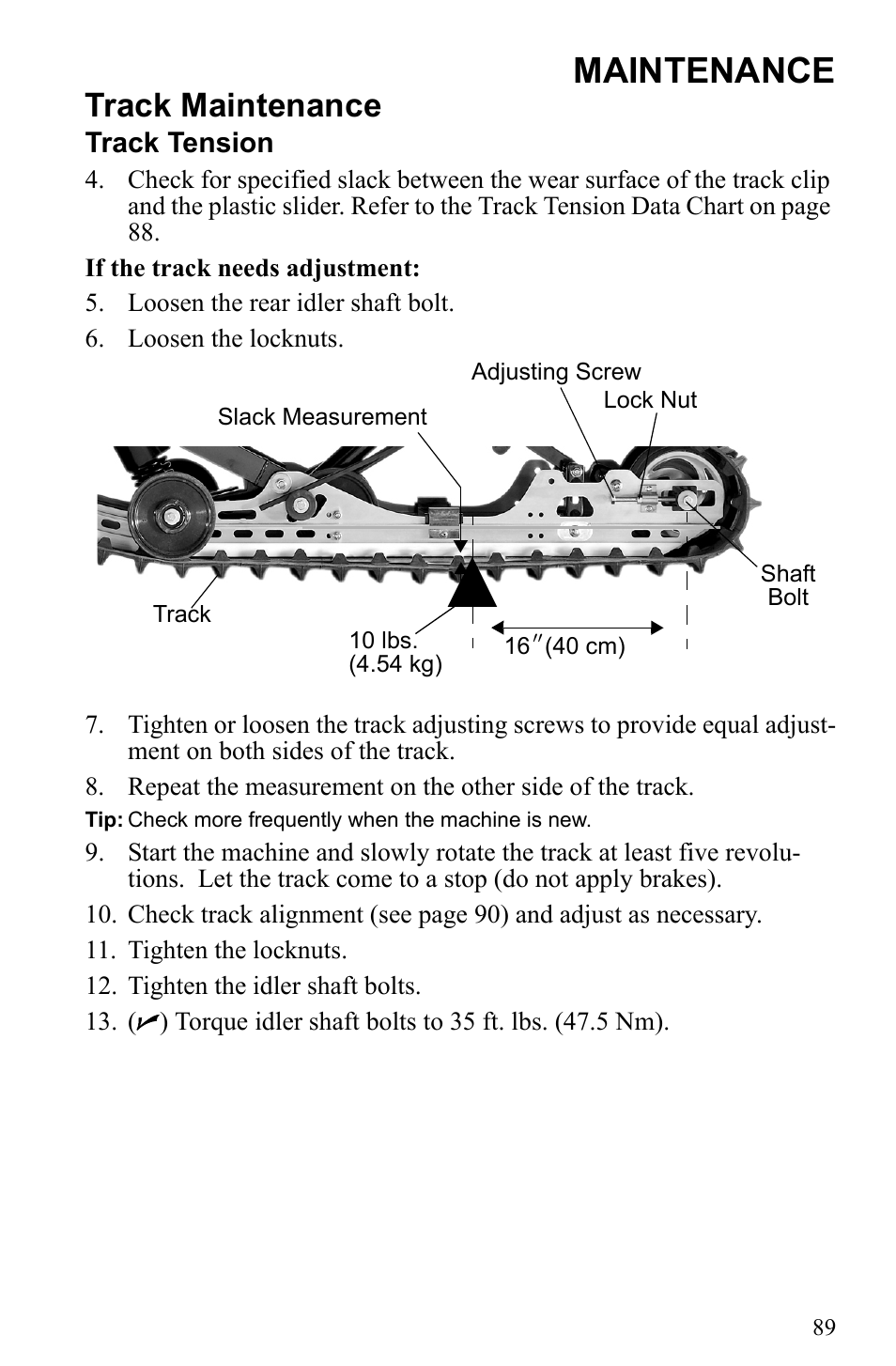 Maintenance, Track maintenance | Polaris 500 IQ Shift User Manual | Page 92 / 121