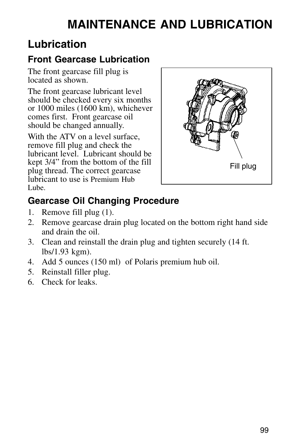 Maintenance and lubrication, Lubrication | Polaris Sprotsman 700 User Manual | Page 101 / 148