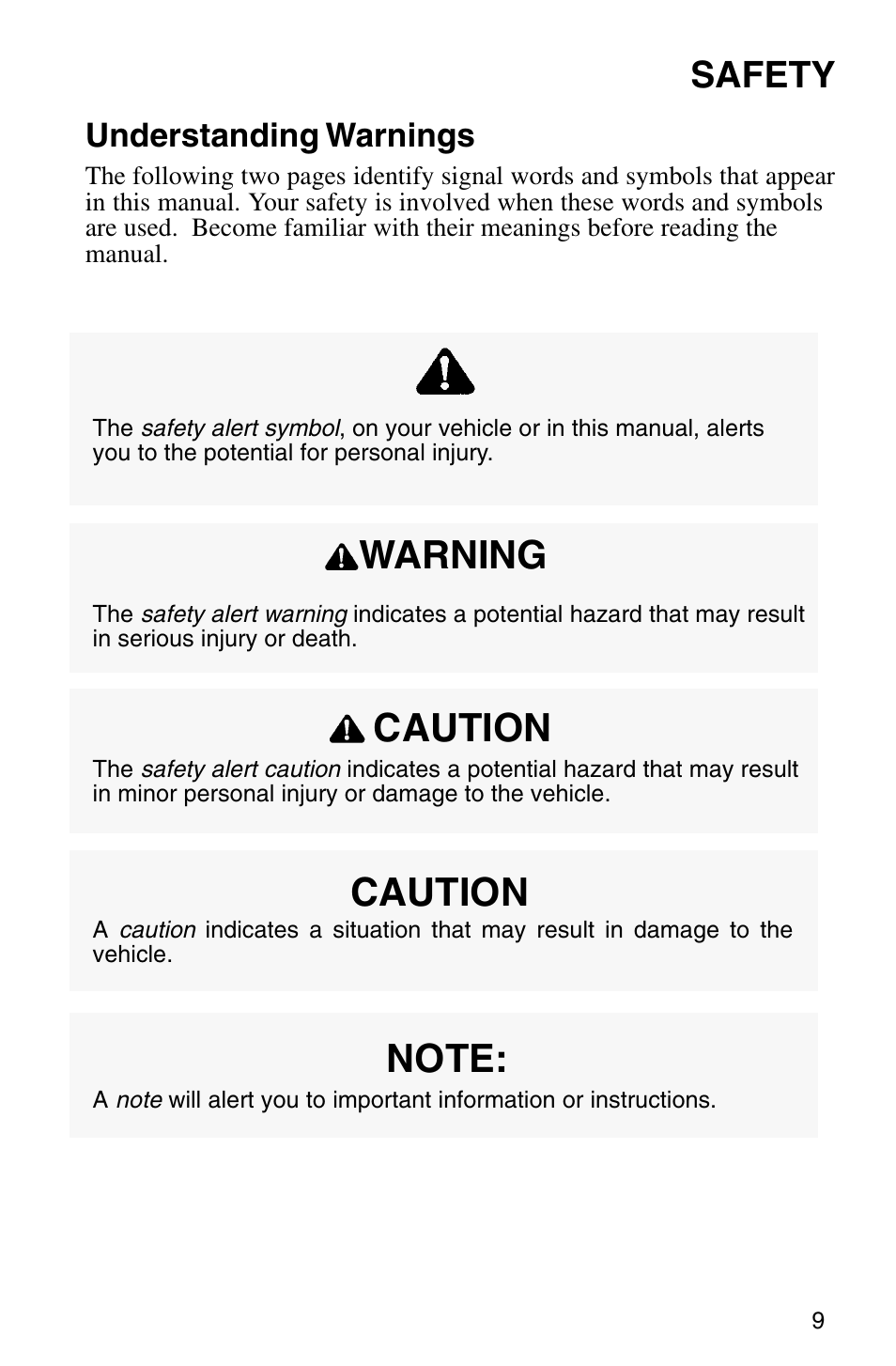 Caution warning, Safety | Polaris Sprotsman 700 User Manual | Page 11 / 148