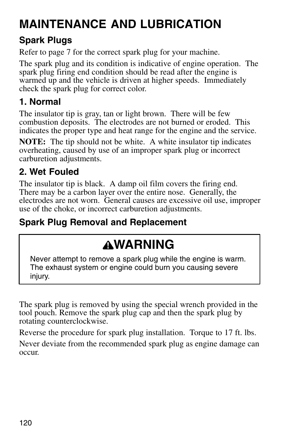 Warning, Maintenance and lubrication | Polaris Sprotsman 700 User Manual | Page 122 / 148