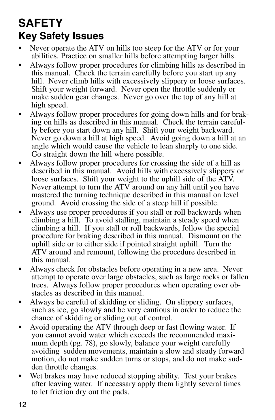 Safety, Key safety issues | Polaris Sprotsman 700 User Manual | Page 14 / 148