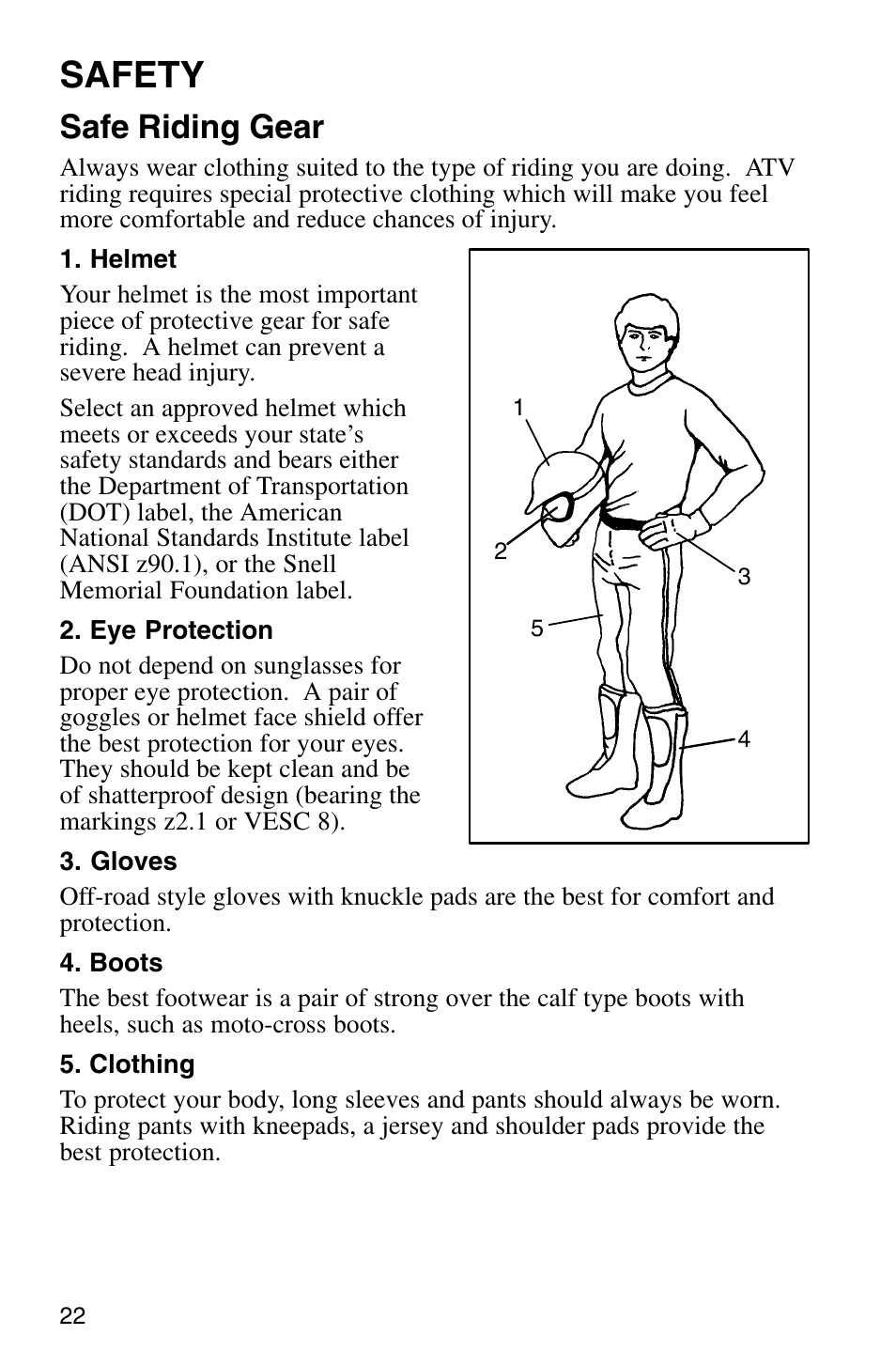 Safety, Safe riding gear | Polaris Sprotsman 700 User Manual | Page 24 / 148