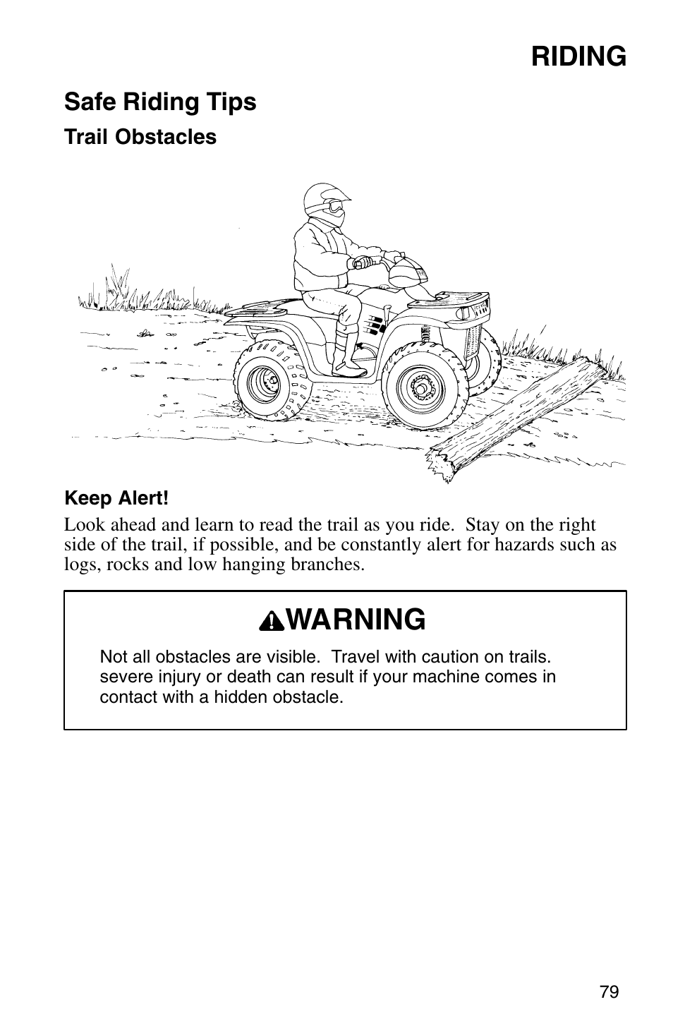 Warning, Riding | Polaris Sprotsman 700 User Manual | Page 81 / 148