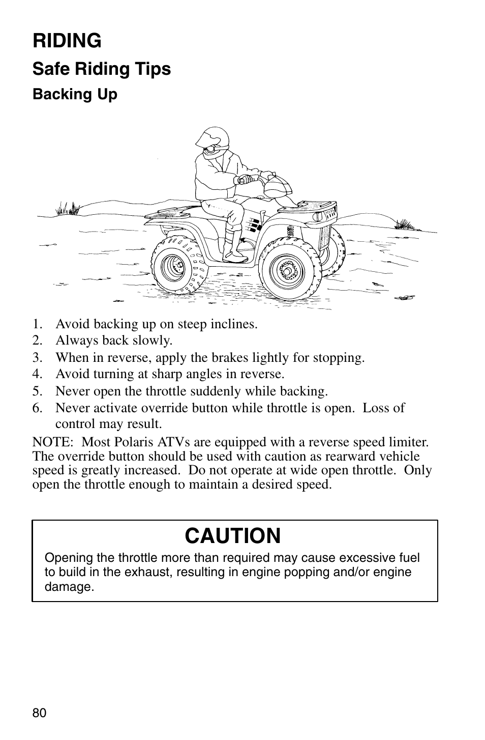 Caution, Riding, Safe riding tips | Polaris Sprotsman 700 User Manual | Page 82 / 148