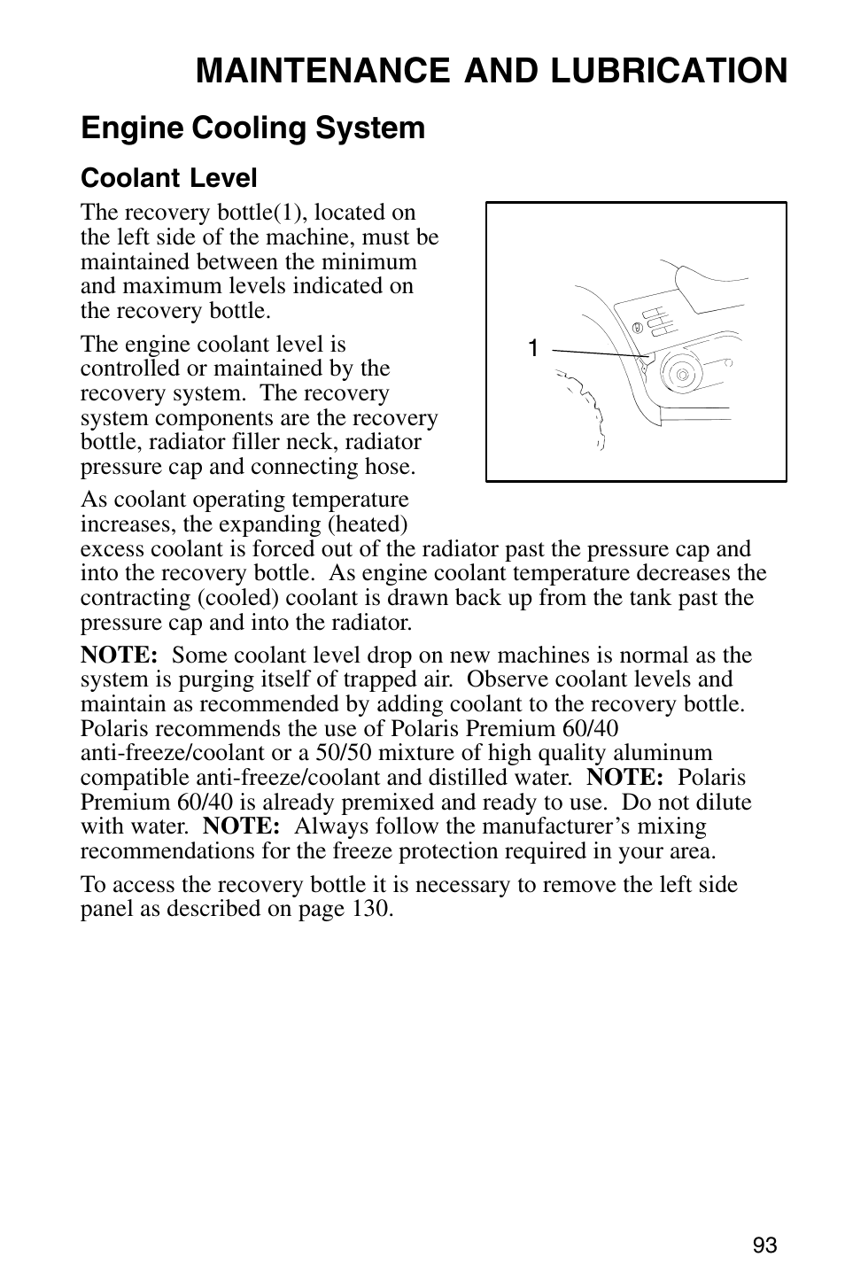 Maintenance and lubrication, Engine cooling system | Polaris Sprotsman 700 User Manual | Page 95 / 148