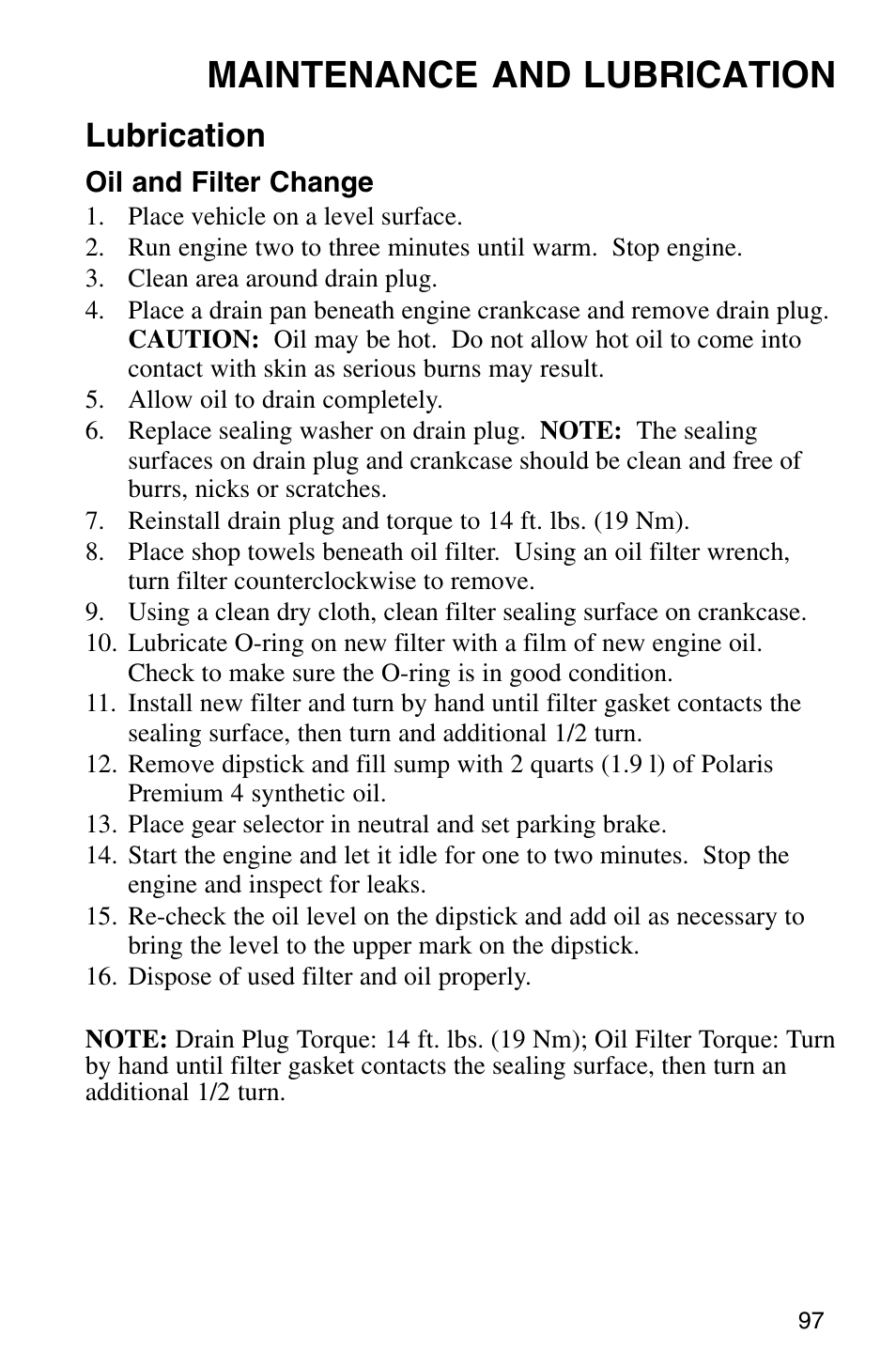 Maintenance and lubrication, Lubrication | Polaris Sprotsman 700 User Manual | Page 99 / 148