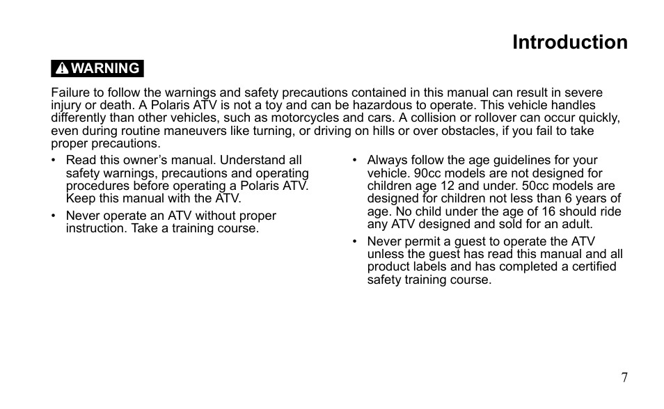 Introduction | Polaris Sportsman 9922475 User Manual | Page 10 / 199