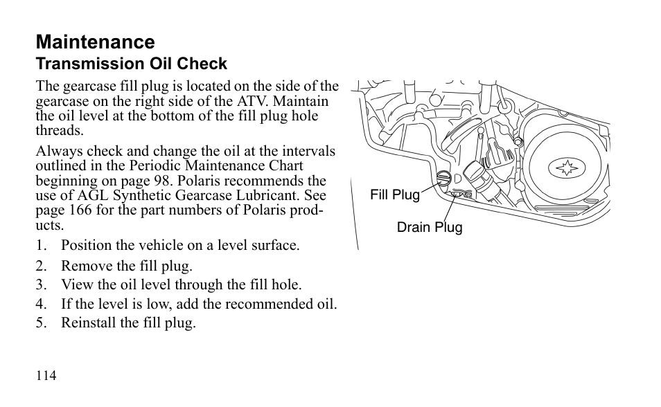 Maintenance | Polaris Sportsman 9922475 User Manual | Page 117 / 199