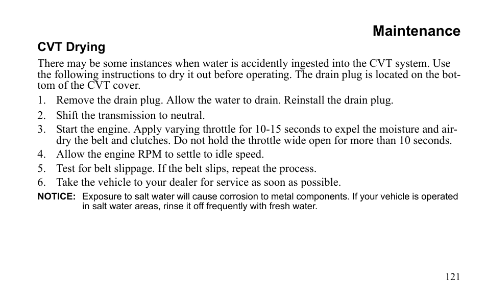 Maintenance | Polaris Sportsman 9922475 User Manual | Page 124 / 199