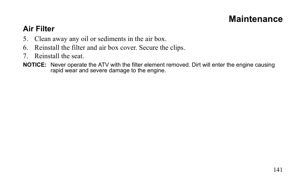 Maintenance | Polaris Sportsman 9922475 User Manual | Page 144 / 199