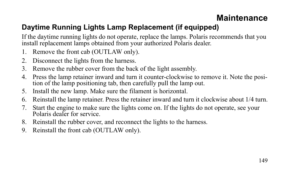 Maintenance | Polaris Sportsman 9922475 User Manual | Page 152 / 199