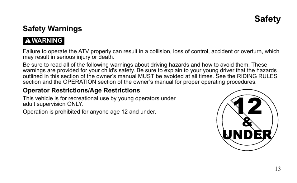 Under | Polaris Sportsman 9922475 User Manual | Page 16 / 199