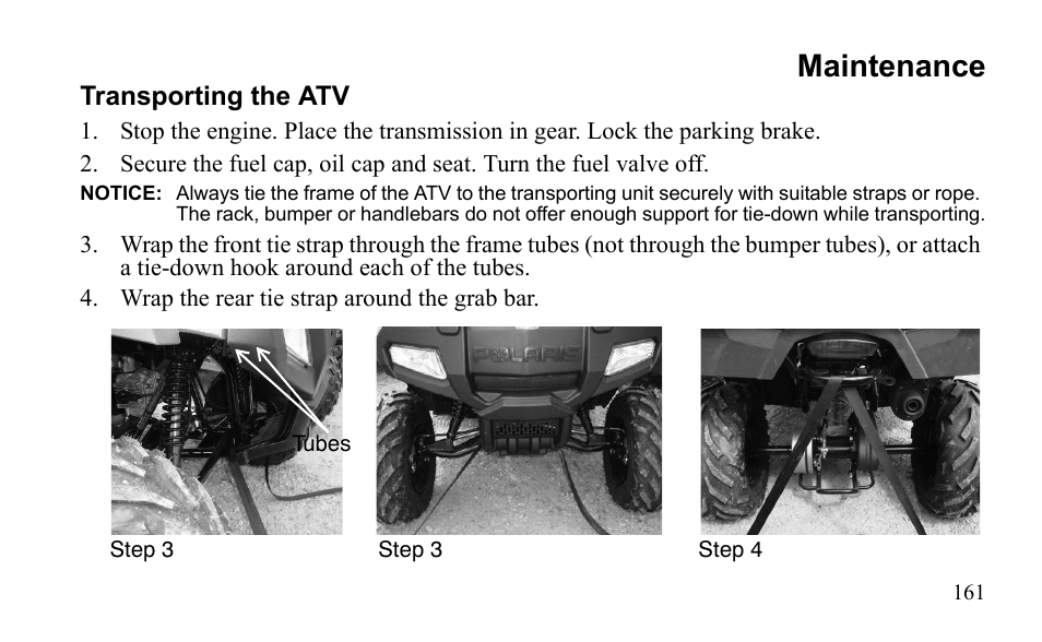 Maintenance | Polaris Sportsman 9922475 User Manual | Page 164 / 199
