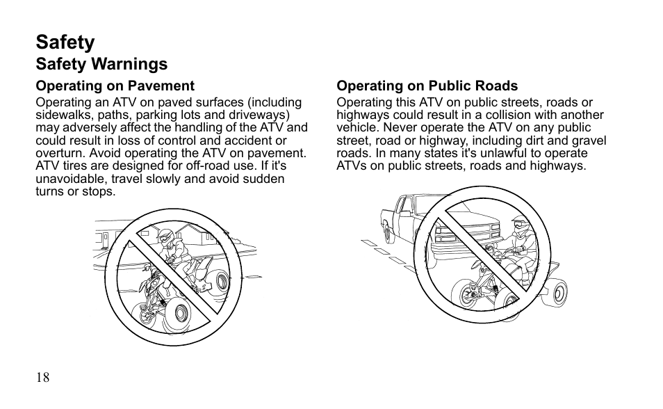 Safety, Safety warnings | Polaris Sportsman 9922475 User Manual | Page 21 / 199