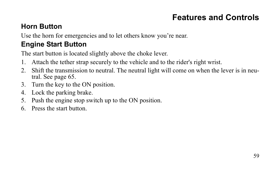 Features and controls | Polaris Sportsman 9922475 User Manual | Page 62 / 199