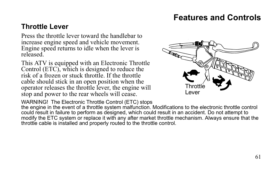 Features and controls | Polaris Sportsman 9922475 User Manual | Page 64 / 199