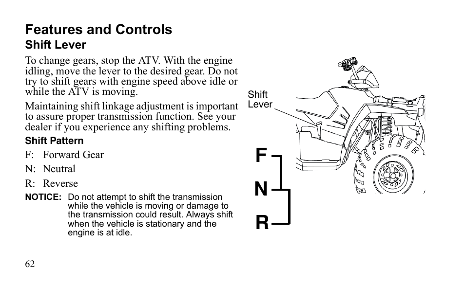 Fn r, Features and controls | Polaris Sportsman 9922475 User Manual | Page 65 / 199