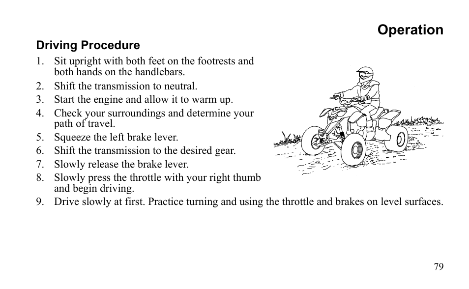 Operation | Polaris Sportsman 9922475 User Manual | Page 82 / 199