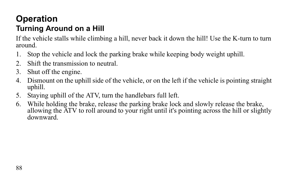 Operation | Polaris Sportsman 9922475 User Manual | Page 91 / 199