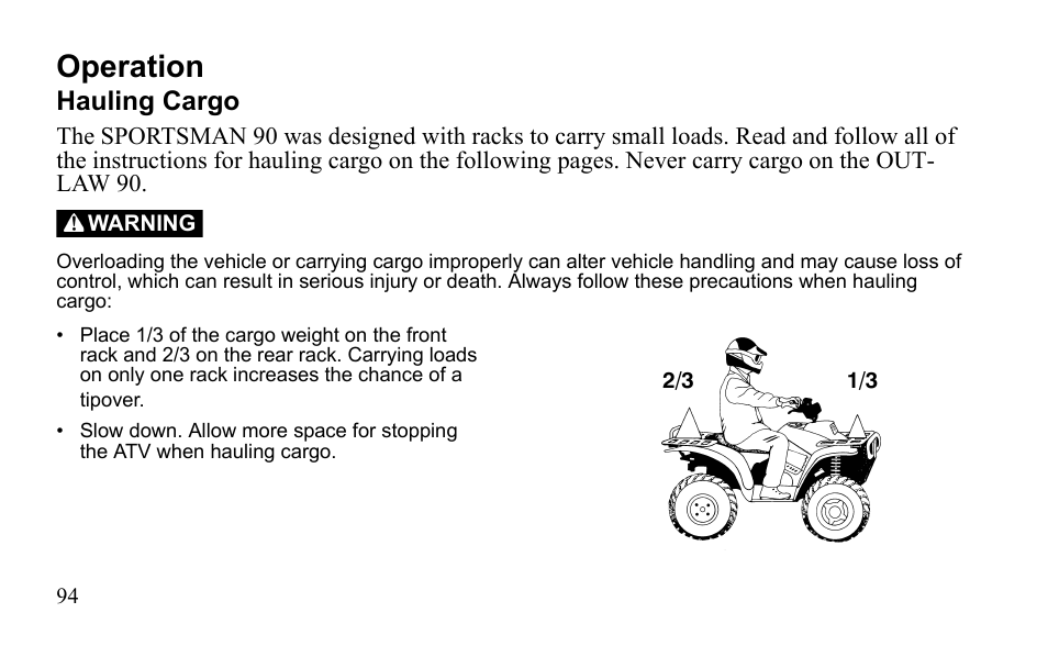 Operation | Polaris Sportsman 9922475 User Manual | Page 97 / 199
