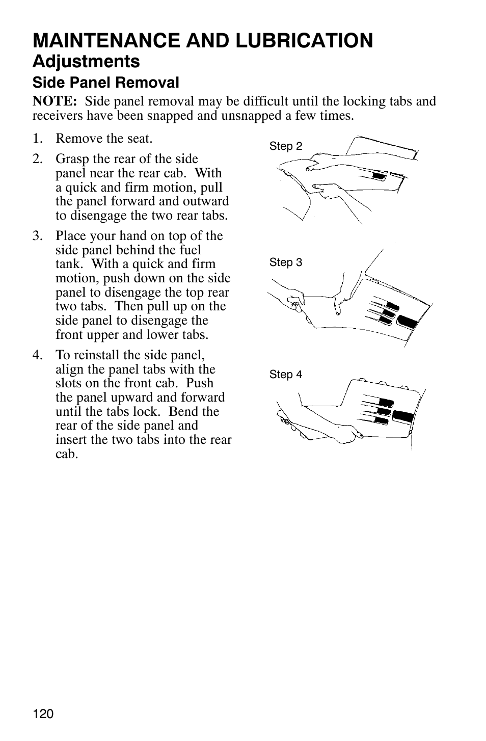 Maintenance and lubrication, Adjustments | Polaris Magnum 330 User Manual | Page 123 / 151