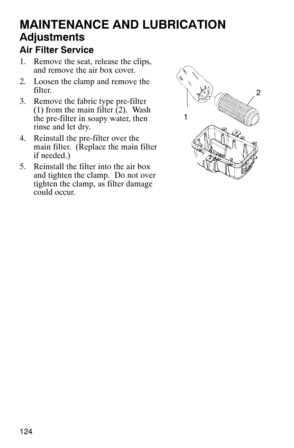 Maintenance and lubrication, Adjustments | Polaris Magnum 330 User Manual | Page 127 / 151