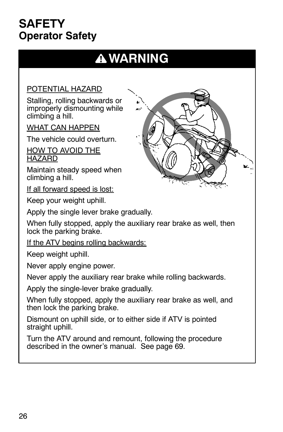 Warning, Safety, Operator safety | Polaris Magnum 330 User Manual | Page 29 / 151