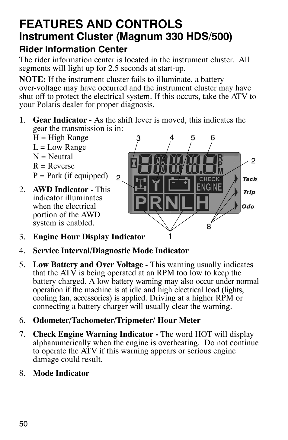 Features and controls | Polaris Magnum 330 User Manual | Page 53 / 151