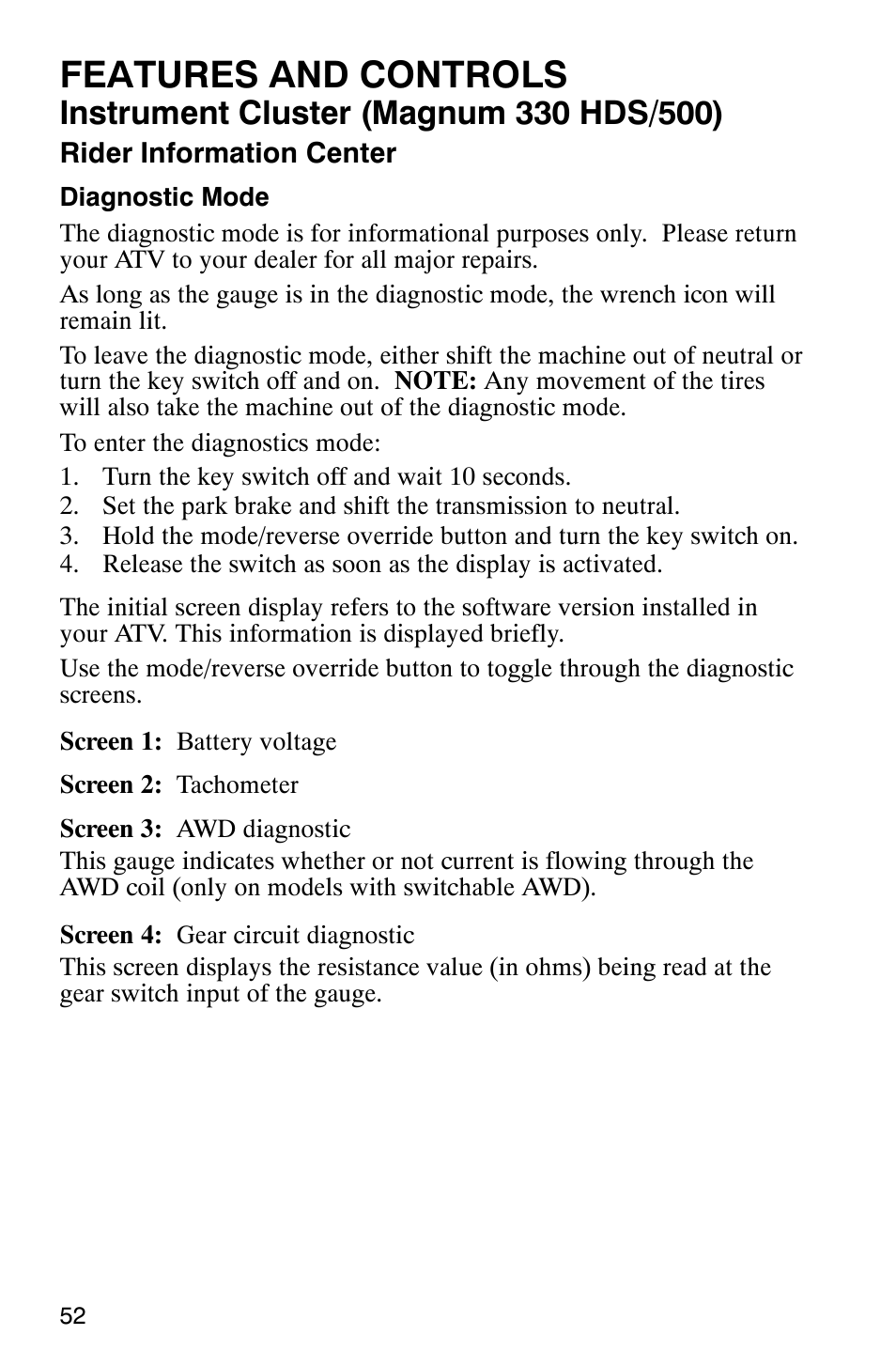 Features and controls | Polaris Magnum 330 User Manual | Page 55 / 151