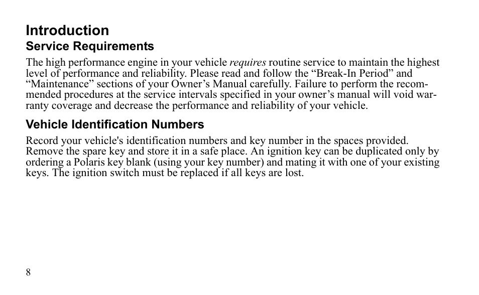 Introduction | Polaris Outlaw 9922079 User Manual | Page 11 / 203