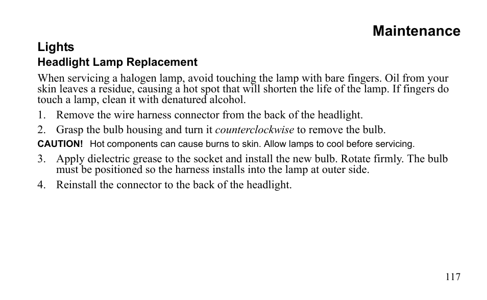 Maintenance | Polaris Outlaw 9922079 User Manual | Page 120 / 203