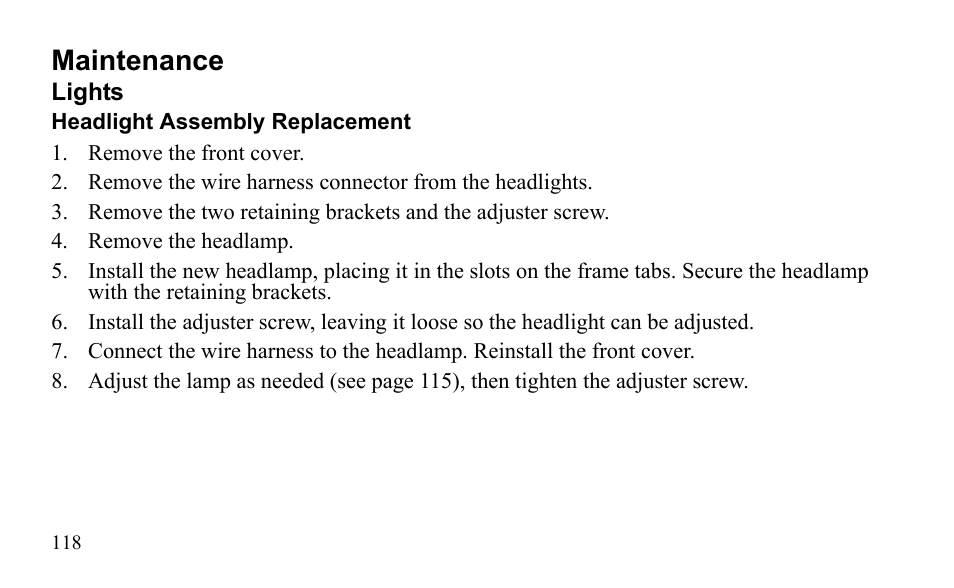 Maintenance | Polaris Outlaw 9922079 User Manual | Page 121 / 203