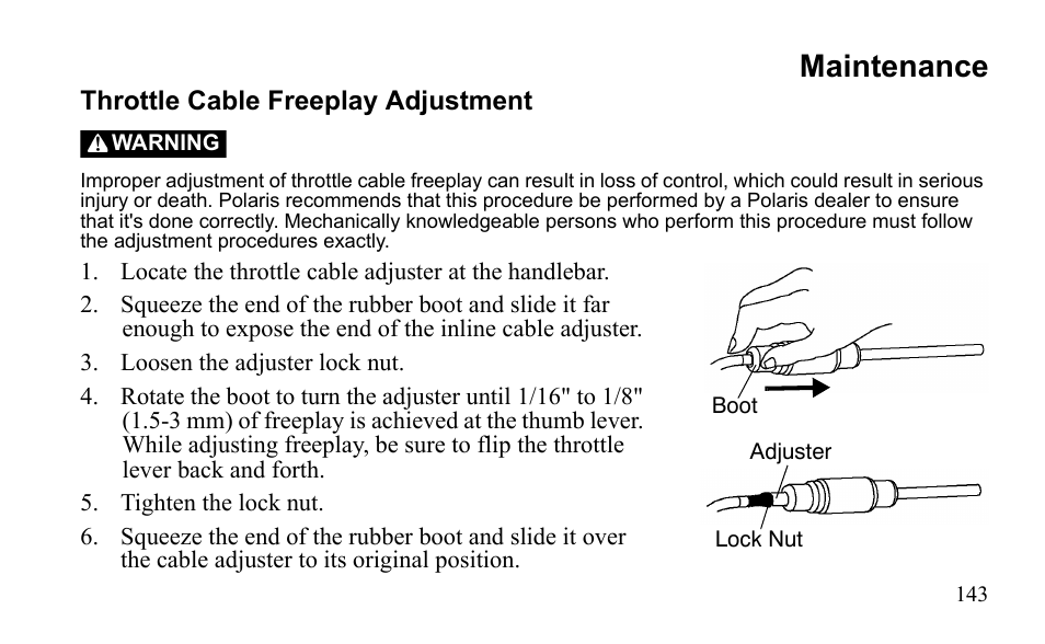 Maintenance | Polaris Outlaw 9922079 User Manual | Page 146 / 203