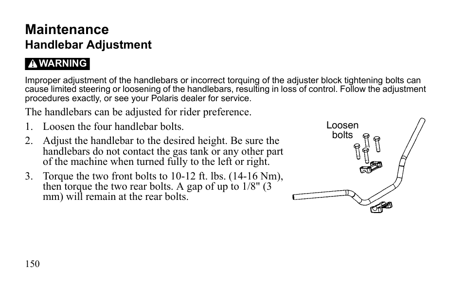 Maintenance | Polaris Outlaw 9922079 User Manual | Page 153 / 203