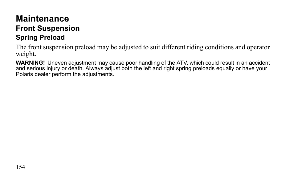 Maintenance | Polaris Outlaw 9922079 User Manual | Page 157 / 203