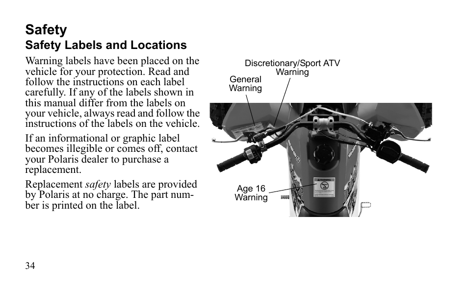 Safety | Polaris Outlaw 9922079 User Manual | Page 37 / 203