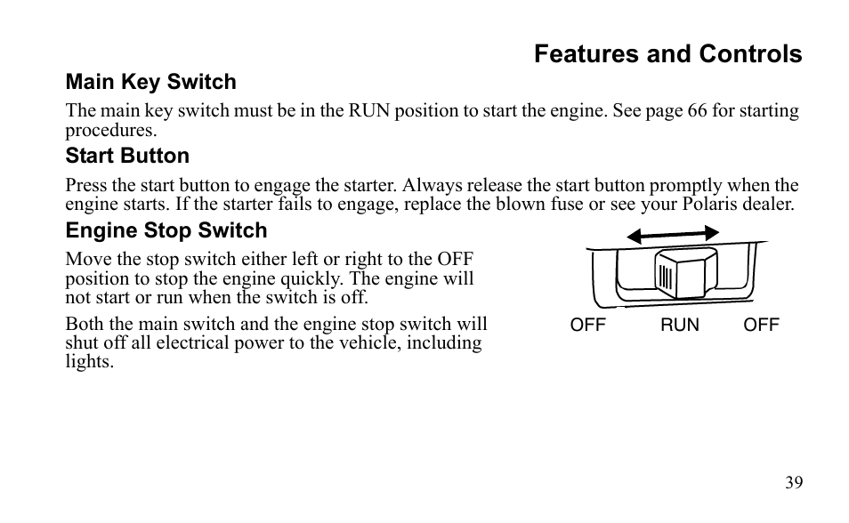 Features and controls | Polaris Outlaw 9922079 User Manual | Page 42 / 203