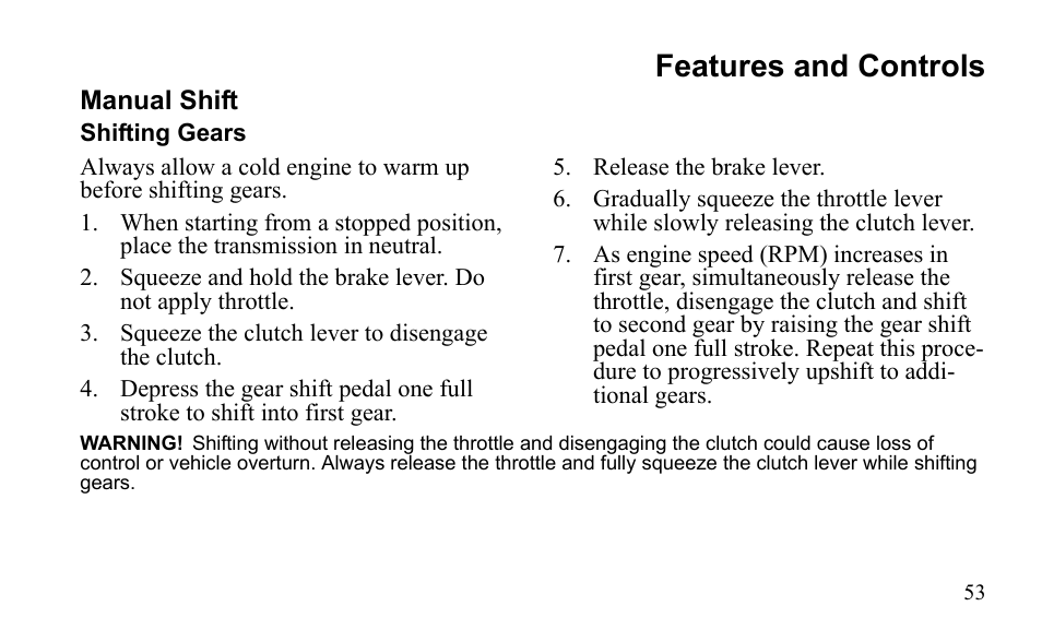 Features and controls | Polaris Outlaw 9922079 User Manual | Page 56 / 203