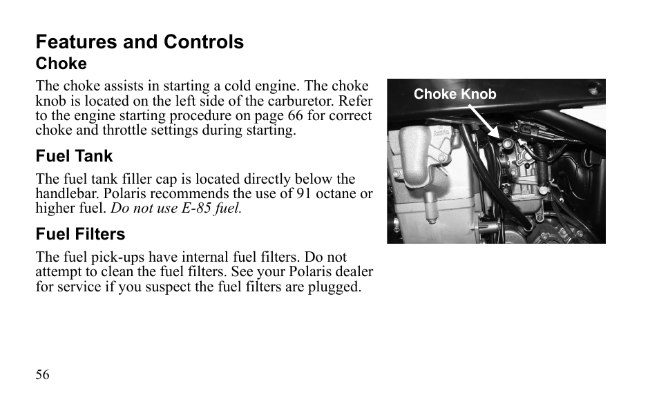 Features and controls | Polaris Outlaw 9922079 User Manual | Page 59 / 203